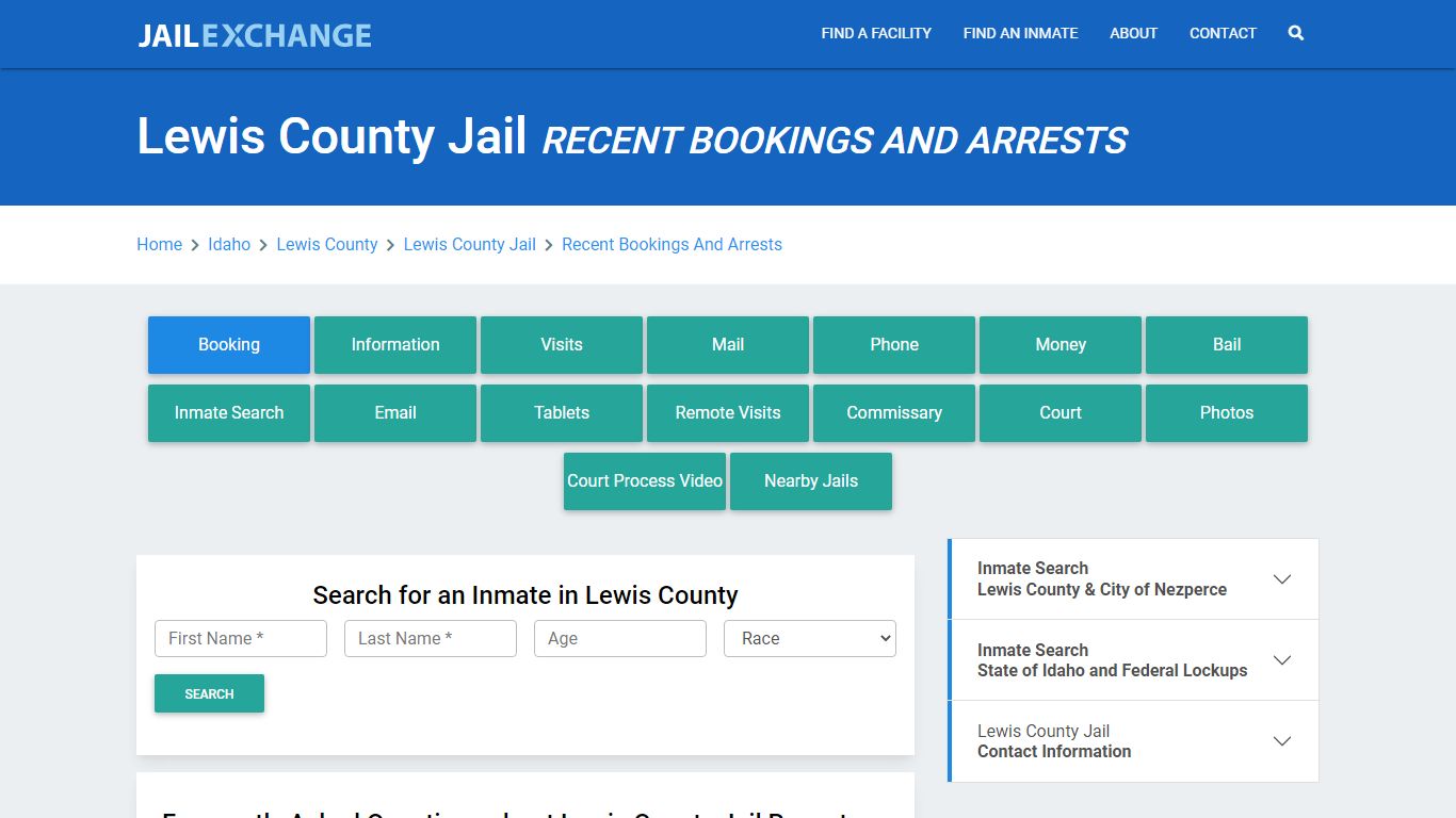 Lewis County Jail Recent Bookings And Arrests - Jail Exchange