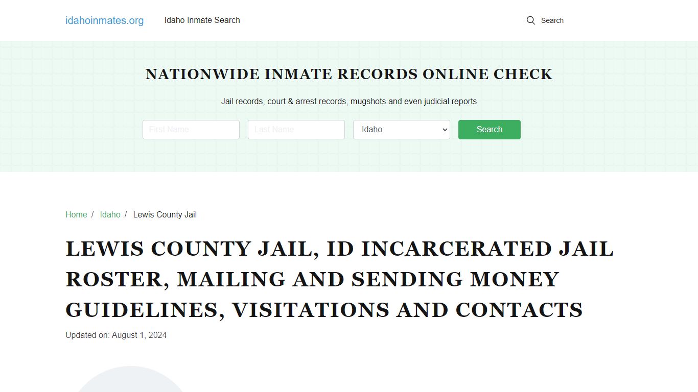 Lewis County Jail, ID: Inmate Lookup, Visitation & Contact Info