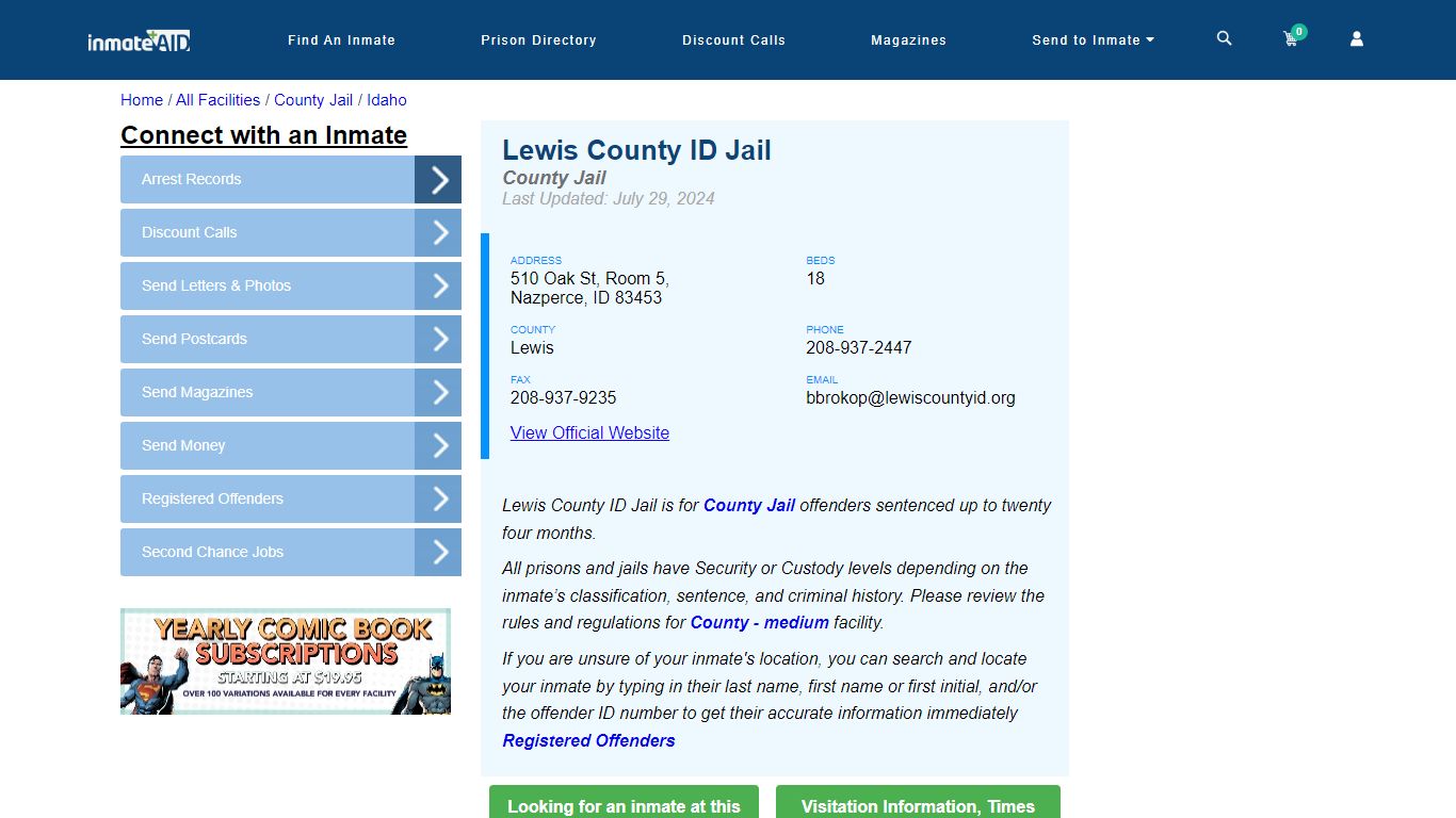 Lewis County ID Jail - Inmate Locator